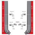 8? Flat Exhaust Kit – 60? Top Stacks, 52? Middle Spools, 58° Elbows (8? to 5? Dia.) Peterbilt 335, 348, 357, 359, 375, 377, 378, 379, 385, 386, 387, 388, 389 1970–2008 Exhaust Kit