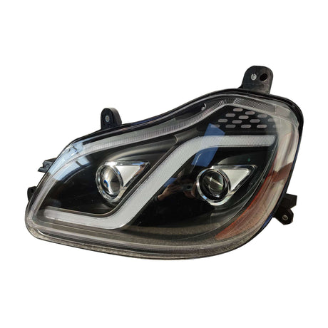 Kenworth T680 2013 - 2019 Head Light Black LED 12V with Long LED Strip Performance Driver 