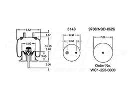 Air Spring - Rolling Lobe 352-5434 1T14C3 5434 66513S045 68129