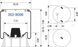 Air Spring - Rolling Lobe 352-9096 1003589096C 1R12155 1R12-155 1R12358
