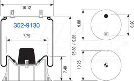Air Spring - Rolling Lobe 352-9130 1R12281 1R12-281 1R12714 1R12-714