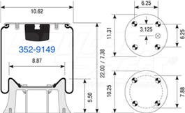 Air Spring - Rolling Lobe 352-9149 1003589149C 1110517A365 1681741C1 1R14018