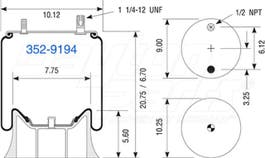Air Spring - Rolling Lobe 352-9194 0305107 03-05107 1R12356 1R12-356