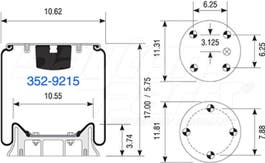 Air Spring - Rolling Lobe 352-9215 1110515A414 1R14037 1R14-037 1T19L5