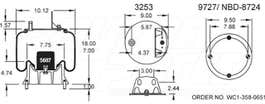 Air Spring - Rolling Lobe 352-9507 1R12543 1R12-543 1T15M4 64621