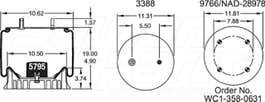 Air Spring - Rolling Lobe 352-9811 1T19L7 69629 9811 AB1D28G9811