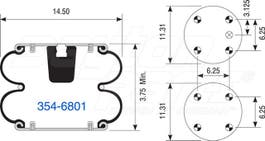 Suspension - Convoluted Air Spring 354-6801 1003586801C 1685183C1 201377 21CT2