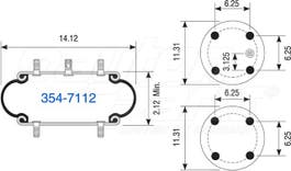 Suspension - Convoluted Air Spring 354-7112 1003587112C 113B1 1B14358 1B14-358