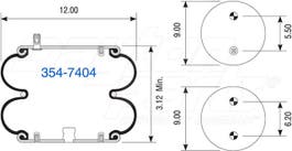 Suspension - Convoluted Air Spring 354-7404 1003587404C 22D 2B12312 2B12-312
