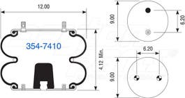 Suspension - Convoluted Air Spring 354-7410 1003587410C 22D 2B12406 2B12-406