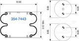 Suspension - Convoluted Air Spring 354-7443 1003587443C 1218 22D15 22D1.5