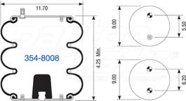 Suspension - Convoluted Air Spring 354-8008 1003588008C 38R38D 38R (38D) 3B12300