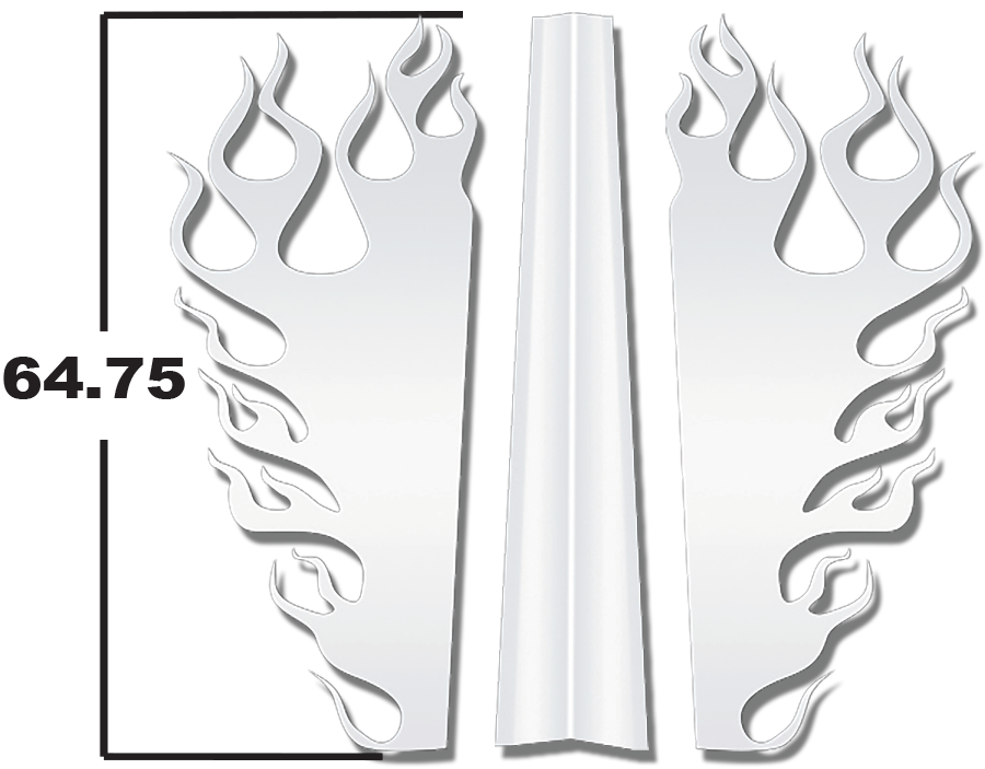 Peterbilt PB 389 CENTER HOOD TRIM 3PC FLAME (VP100121, VP100124)